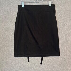 Vtg Y2K Wrapper‎ Black Corset Tie Up Knee Length Skirt Juniors Sz 11 Whimsygoth